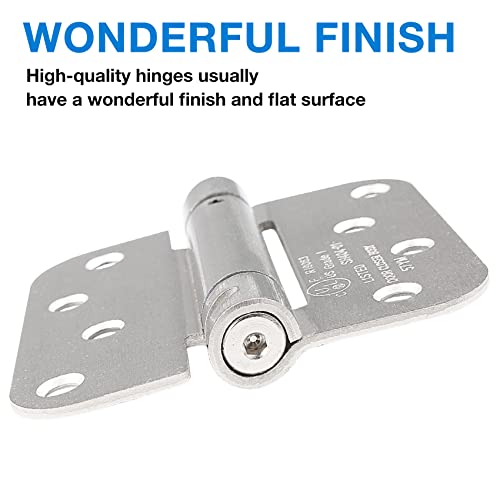 KIW Automatic Self-Closing Door Hinges Satin/Brushed Nickel 4" x 4 Inch,Spring Heavy Duty Hinges 5/8" Radius Fire Exterior Door Hinge Bathroom Pantry Basement 2 Pack - Image 3