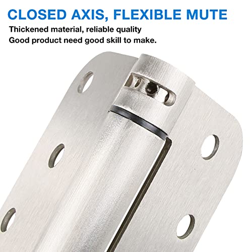KIW Automatic Self-Closing Door Hinges Satin/Brushed Nickel 4" x 4 Inch,Spring Heavy Duty Hinges 5/8" Radius Fire Exterior Door Hinge Bathroom Pantry Basement 2 Pack - Image 5