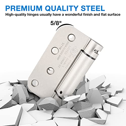 KIW Automatic Self-Closing Door Hinges Satin/Brushed Nickel 4" x 4 Inch,Spring Heavy Duty Hinges 5/8" Radius Fire Exterior Door Hinge Bathroom Pantry Basement 2 Pack - Image 4