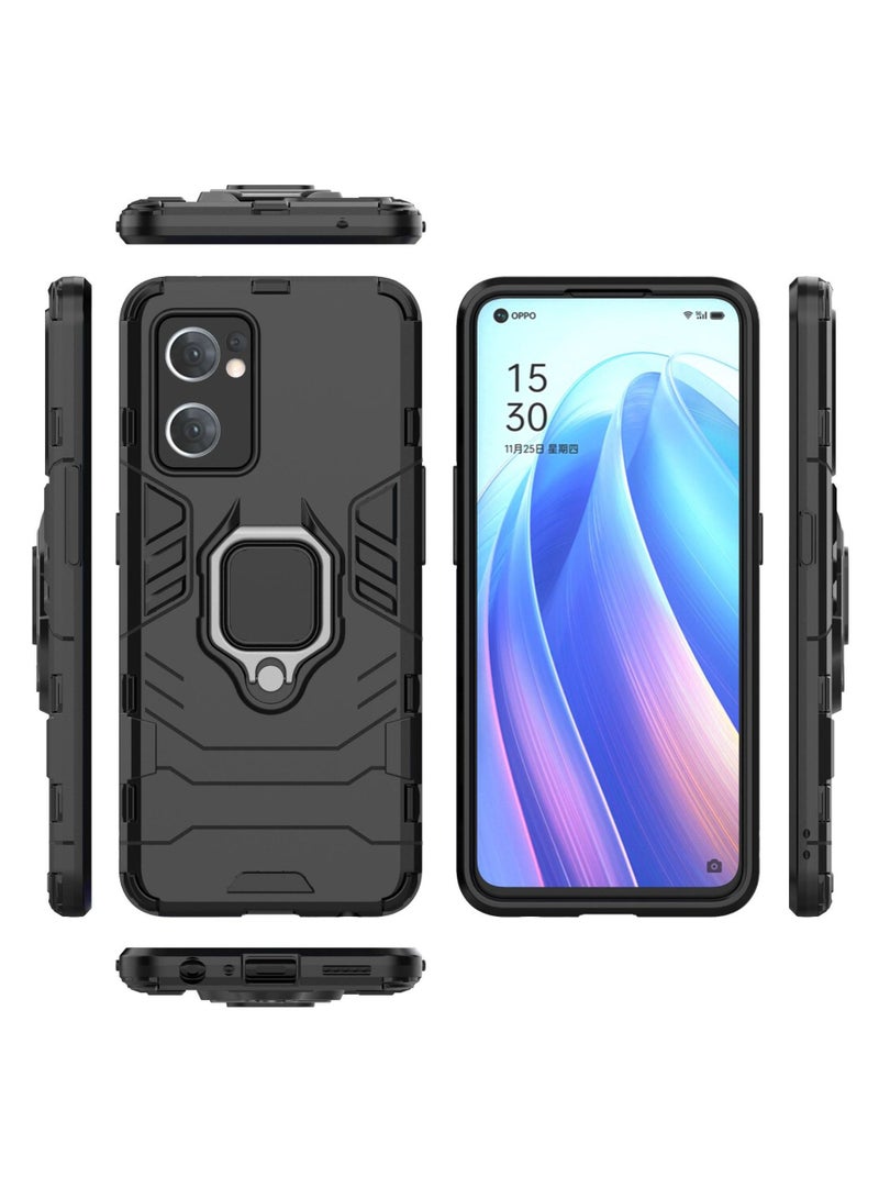 Black protective cover with ring bracket For Oppo - Image 2