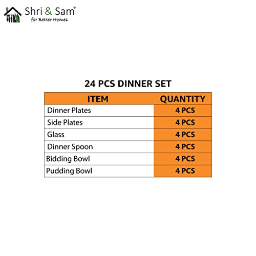 Shri & Sam Designer Stainless Steel Floral Shagun Laser Bloom Dinner Set, 24 Pieces - Image 2