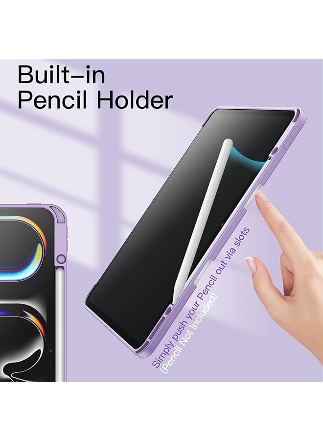 جي تيك حافظة لجهاز ايباد برو 13 انش M4 2024 مع حامل قلم شفاف خلفي رفيع مقاوم للصدمات مع خاصية الاستيقاظ التلقائي باللون الأرجواني - Image 5