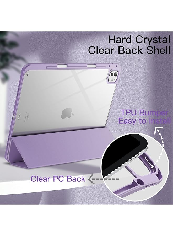 جي تيك حافظة لجهاز ايباد برو 13 انش M4 2024 مع حامل قلم شفاف خلفي رفيع مقاوم للصدمات مع خاصية الاستيقاظ التلقائي باللون الأرجواني - Image 3