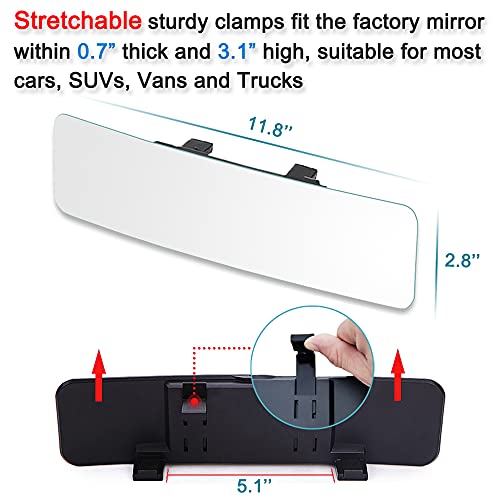 SkycropHD Rear View Mirror Frameless Car Interior Rearview Mirror Panoramic Wide Angle to Eliminate Blind Spots – Convex,11.8''(White) - Image 5