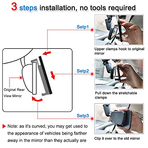 SkycropHD Rear View Mirror Frameless Car Interior Rearview Mirror Panoramic Wide Angle to Eliminate Blind Spots – Convex,11.8''(White) - Image 4