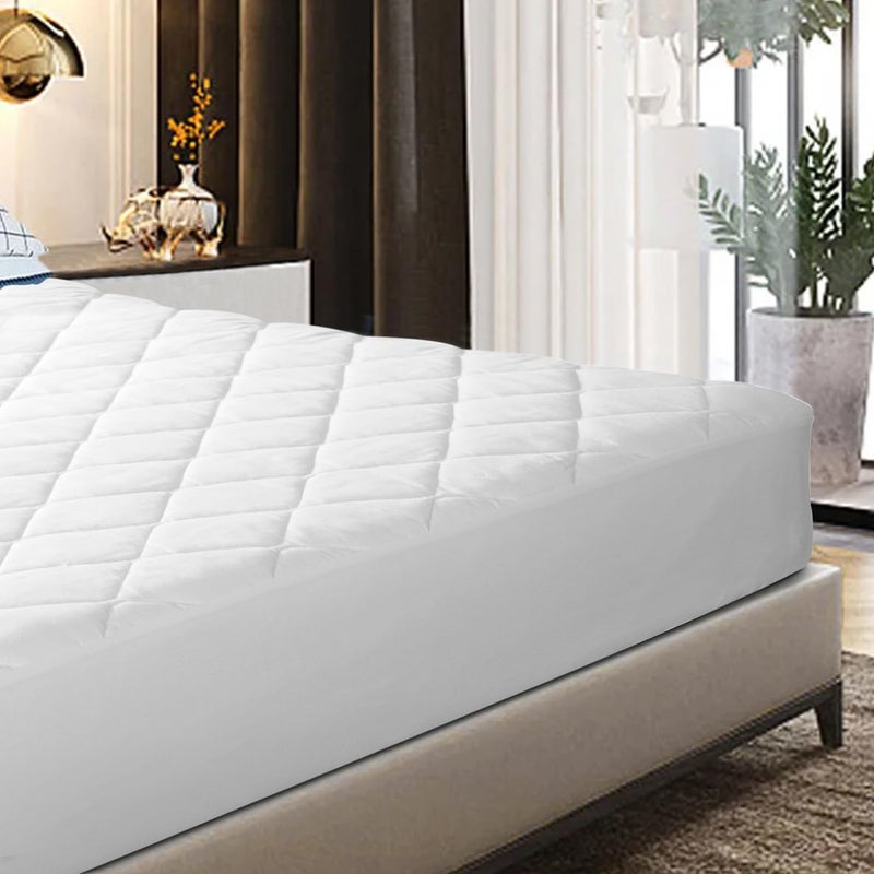 EIUE Quilted Mattress Pad - Lightweight Yet Substantial, Elastic Fitted Mattress Topper Protector, Breathable Mattress Protector with Secure Fit,Machine Washable,Queen(60x80inches),White - Image 1