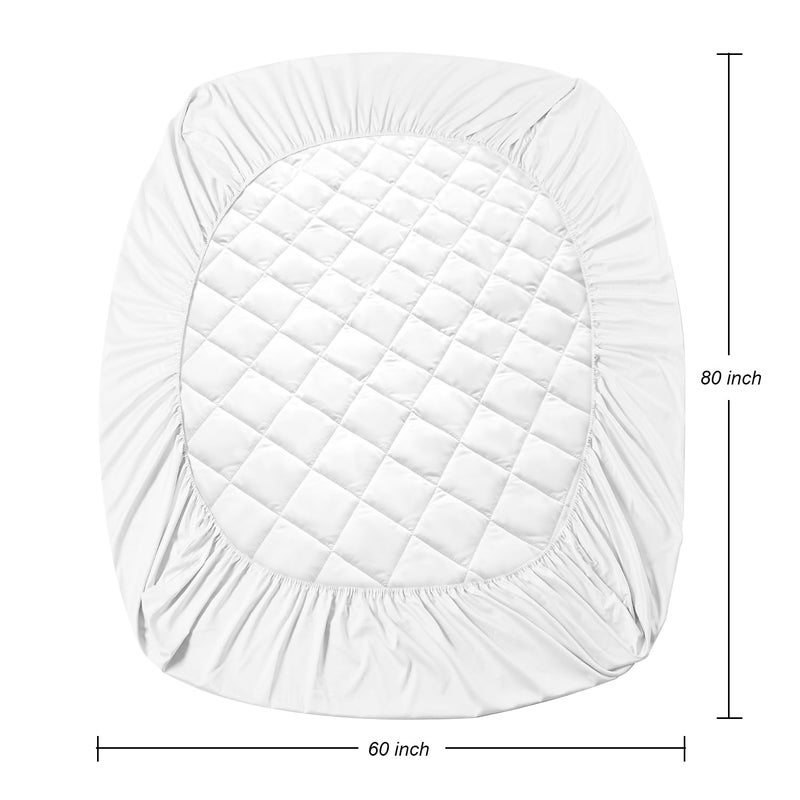 EIUE Quilted Mattress Pad - Lightweight Yet Substantial, Elastic Fitted Mattress Topper Protector, Breathable Mattress Protector with Secure Fit,Machine Washable,Queen(60x80inches),White - Image 3