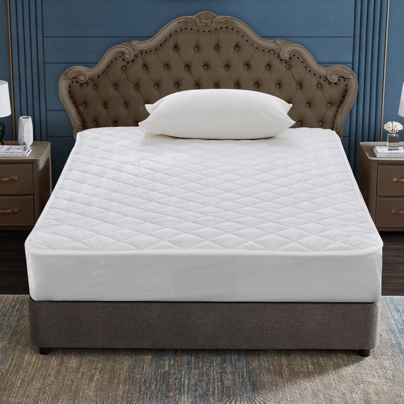 EIUE Quilted Mattress Pad - Lightweight Yet Substantial, Elastic Fitted Mattress Topper Protector, Breathable Mattress Protector with Secure Fit,Machine Washable,Queen(60x80inches),White - Image 2