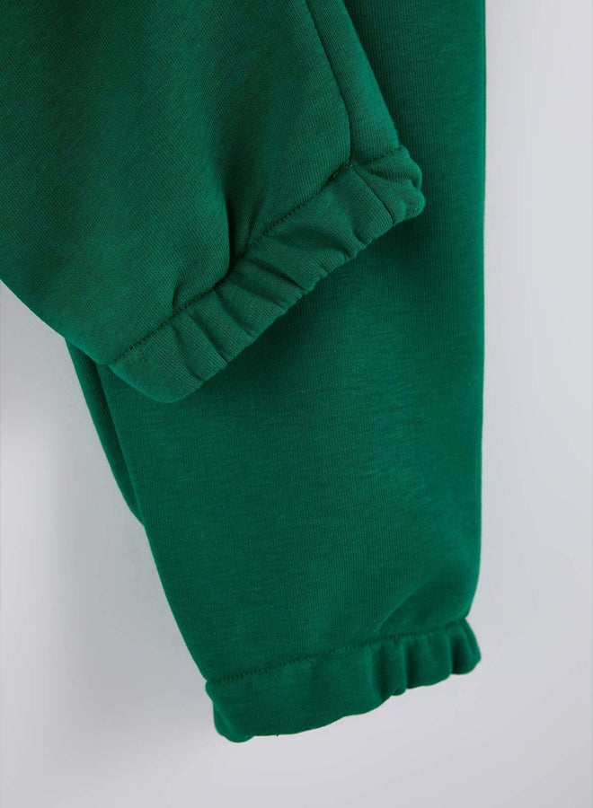trendyol Green Regular/Regular Cut Pocket Top Label Detail Rubber Leg Track Suit - Image 3