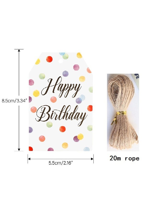 مايا بطاقات هدايا عيد ميلاد سعيد، 50 قطعة من بطاقات هدايا ورقية منقطة ملونة، ملصقات هدايا لتزيين حفلات أعياد الميلاد - Image 3