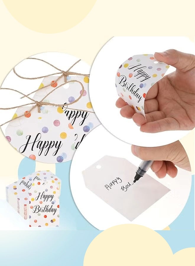 مايا بطاقات هدايا عيد ميلاد سعيد، 50 قطعة من بطاقات هدايا ورقية منقطة ملونة، ملصقات هدايا لتزيين حفلات أعياد الميلاد - Image 5