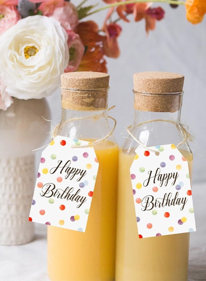 مايا بطاقات هدايا عيد ميلاد سعيد، 50 قطعة من بطاقات هدايا ورقية منقطة ملونة، ملصقات هدايا لتزيين حفلات أعياد الميلاد - Image 4