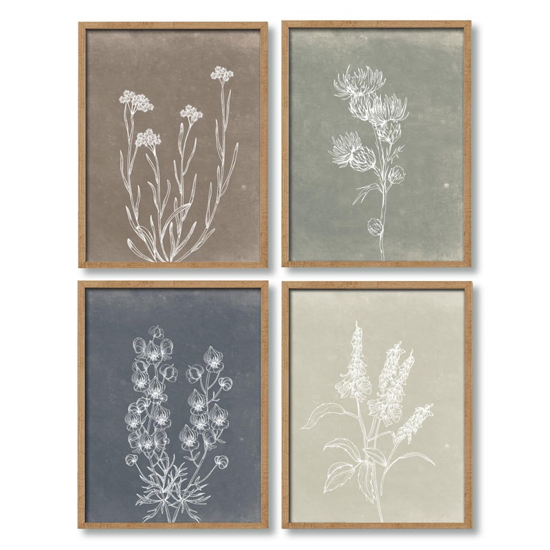 Heiple Framed Boho Wall Art Set of 4 Wooden Wall Art for Rustic Vintage Farmhouse Home Living Room Bedroom Bathroom Kitchen Wall Decor (Brown, 12"x16") - Image 1