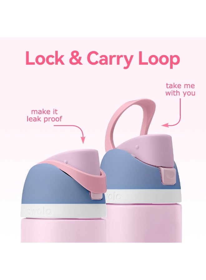 زجاجة مياه معزولة من الفولاذ المقاوم للصدأ من FreeSip مع شفاطة للرياضة والسفر والمدرسة، زجاجة مياه رياضية خالية من مادة BPA (وردي 24 أونصة) - Image 3