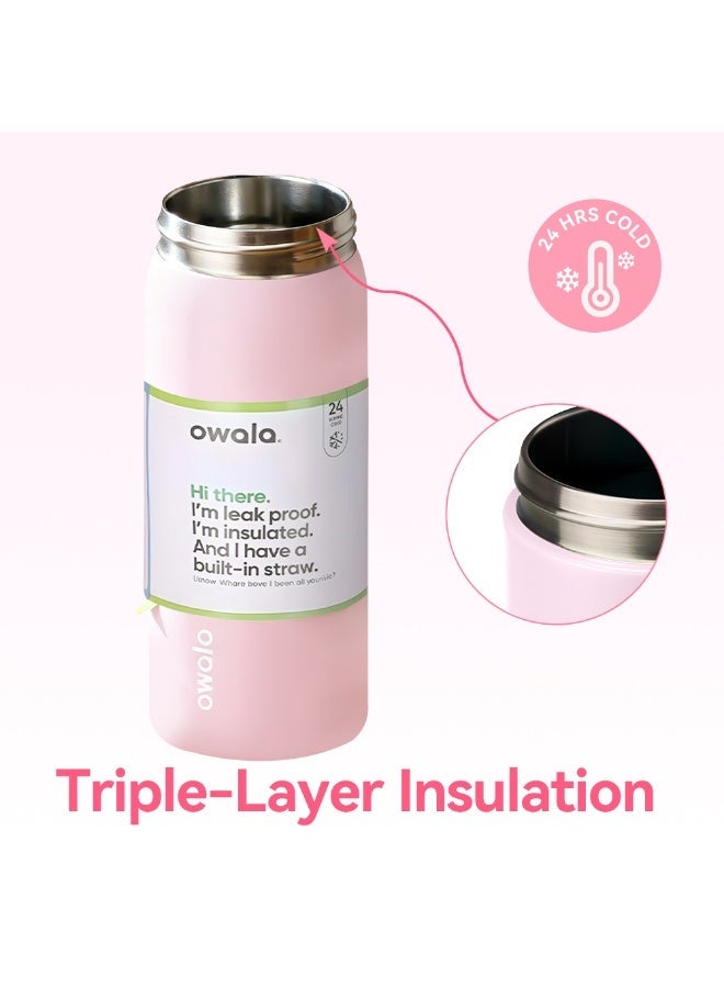 Owala FreeSip Insulated Stainless Steel Water Bottle With Straw For Sports Travel And School BPA Free Sports Water Bottle(Pink 24OZ) - Image 4