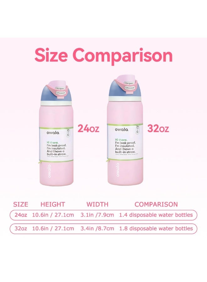 Owala FreeSip Insulated Stainless Steel Water Bottle With Straw For Sports Travel And School BPA Free Sports Water Bottle(Pink 24OZ) - Image 5