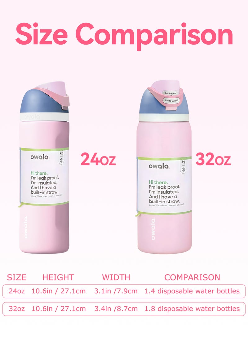 Owala FreeSip Insulated Stainless Steel Water Bottle With Straw For Sports Travel And School BPA Free Sports Water Bottle(Pink 24OZ) - Image 5