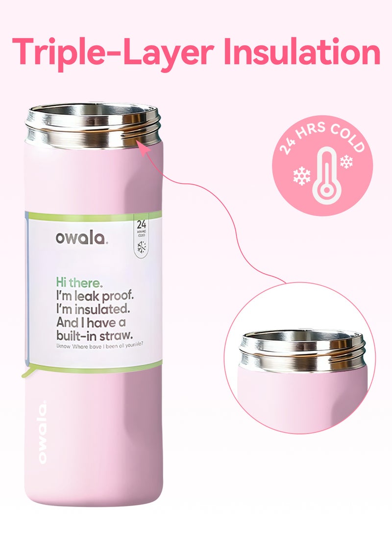 Owala FreeSip Insulated Stainless Steel Water Bottle With Straw For Sports Travel And School BPA Free Sports Water Bottle(Pink 24OZ) - Image 4