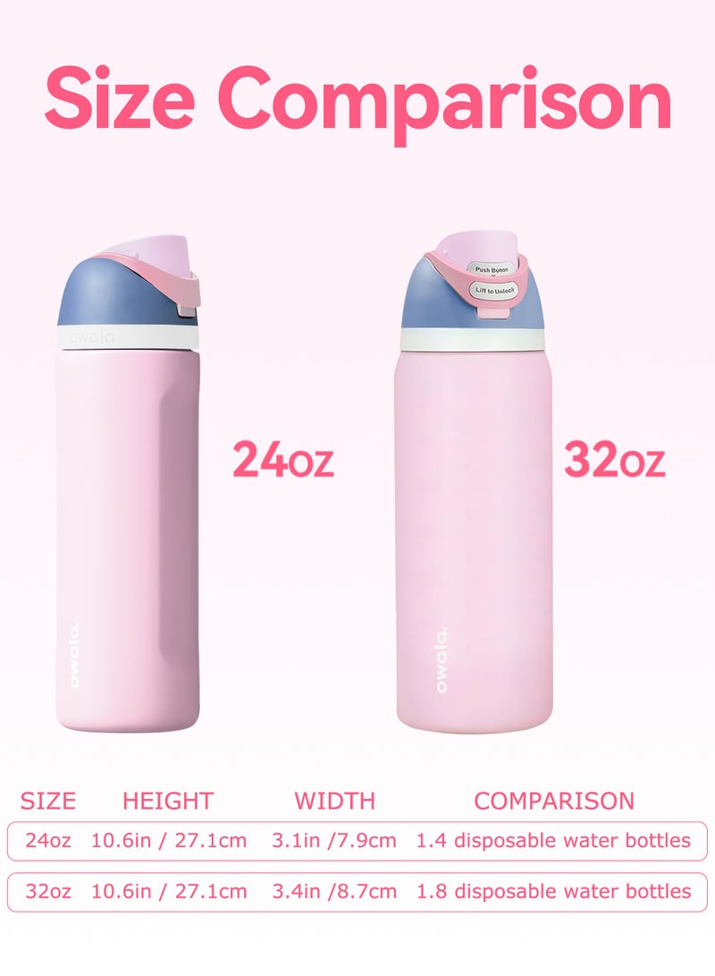 Owala FreeSip Insulated Stainless Steel Water Bottle With Straw For Sports Travel And School BPA Free Sports Water Bottle(Pink 24OZ) - Image 5