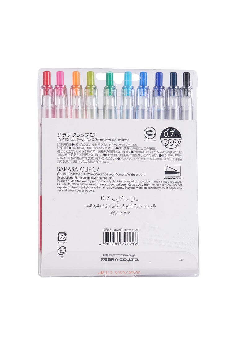 زيبرا ساراسا كليب أقلام جل 0.7 ملم , للكتابة السلسة , الرسم , تدوين الملاحظات , طقم من 10 الوان - Image 2