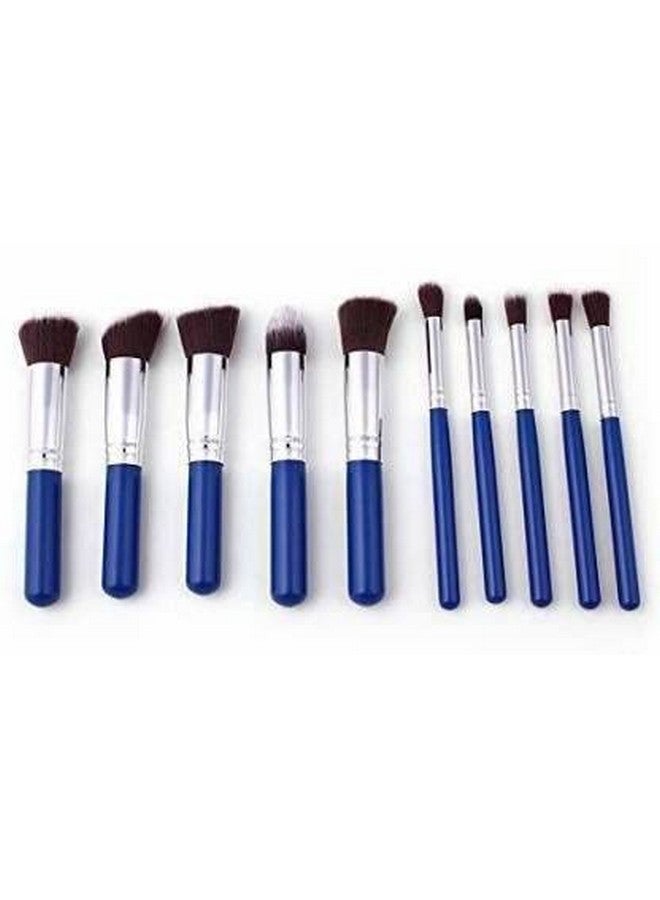 SUNISA 10 Pcs Darkblue Soft Bristles Makeup Brushes Set For Makeup - (Pack Of 10) - Image 1