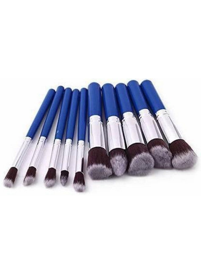 SUNISA 10 Pcs Darkblue Soft Bristles Makeup Brushes Set For Makeup - (Pack Of 10) - Image 2