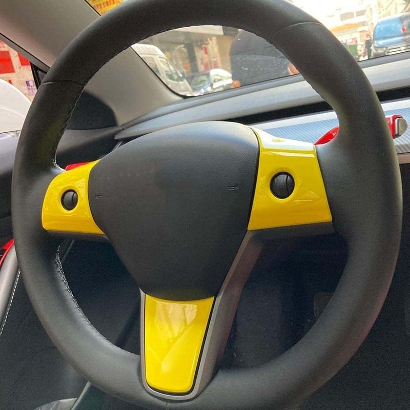 Wivplex Yellow Steering Wheel Patch for Tesla Model 3 & Y - Image 5