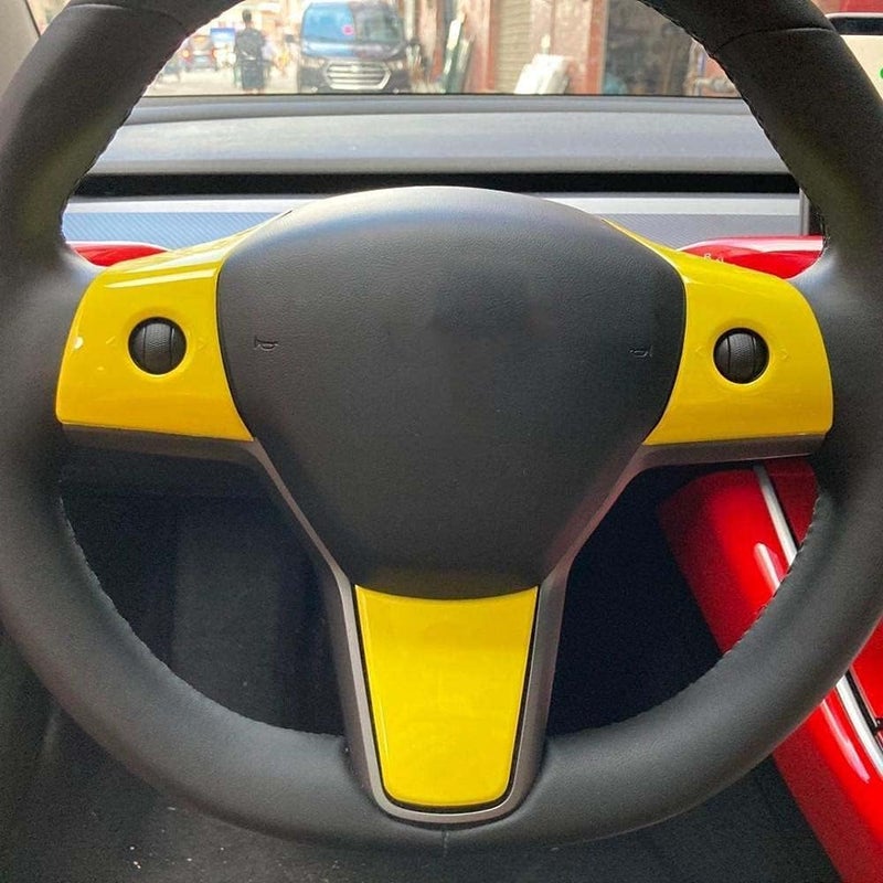 Wivplex Yellow Steering Wheel Patch for Tesla Model 3 & Y - Image 2