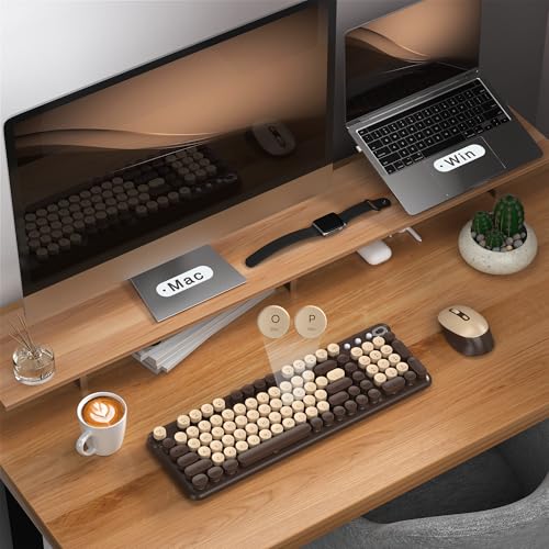Links9+ Wireless Keyboard and Mouse Combo, Full-Size Retro Typewriter Keyboard Style, 2.4GHz USB Receiver, Plug-and-Play, Keyboard Mouse Set for Computer, Laptop, Windows, Mac, and PC (Coffee) - Image 4