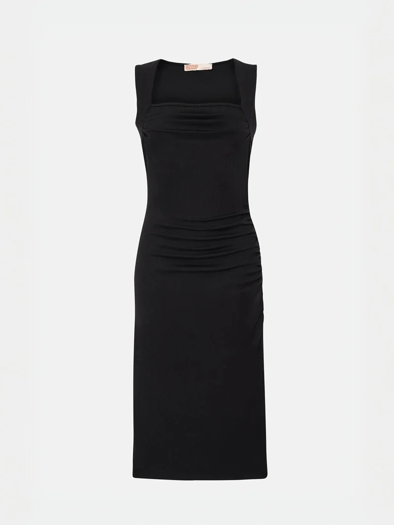 زوبعة فستان ميدي ضيق بياقة مربعة