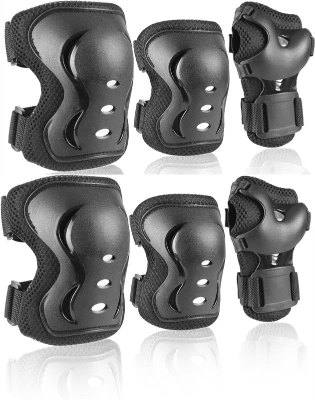 Jaspo Secure Hybrid Protective Gear Set - Knee, Elbow, and Wrist Guards with HDPE Shell, Polyester Mesh, EVA Foam & Soft PU Cushioning for Skating, Cycling - Image 1
