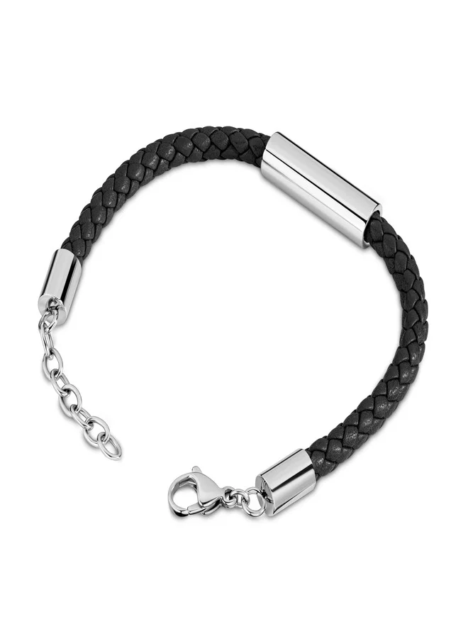 Timberland Timberland Baxter Lake Black Leather Bracelet For Men With Lobster Claw-TDAGB0001804