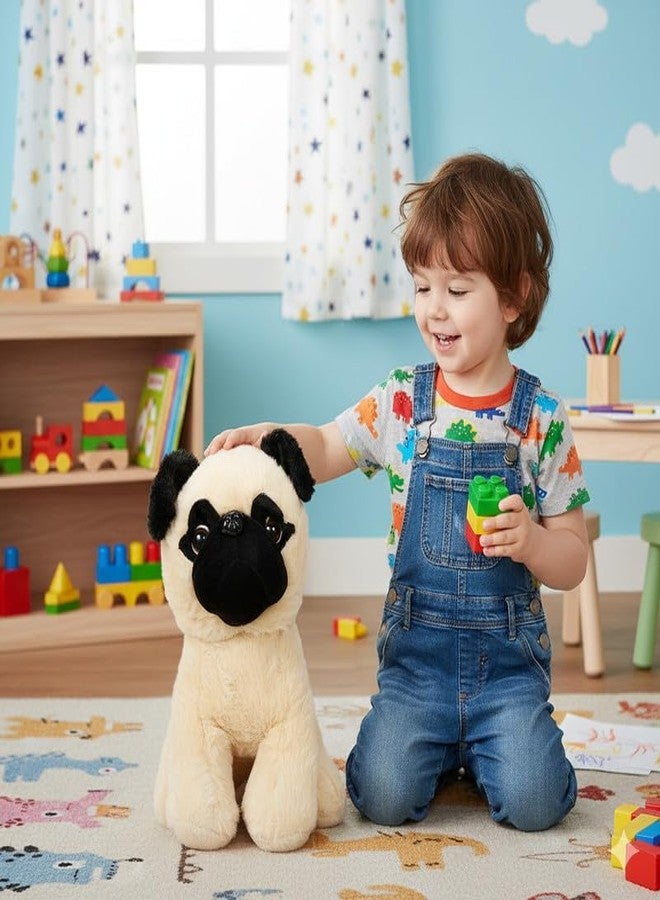 STRIDERS لعبة كلب ستريدرز القطيفة الناعمة للأطفال، جرو محشو لطيف، هدية رائعة للعناق والحب للبنات والأولاد، هدية عيد ميلاد (كلب أسود وبيج) - Image 5