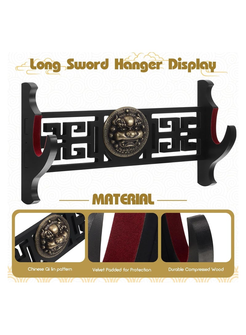 SYOSI Top Display Sword Stand, Katana Mount Sword Holder Stand, Wall Mount Katana Samurai Sword Display Rack Hanger, for Japanese Wakizashi Katana Samurai Sword, Weapon Saber Rack (Delicate Style) - Image 3