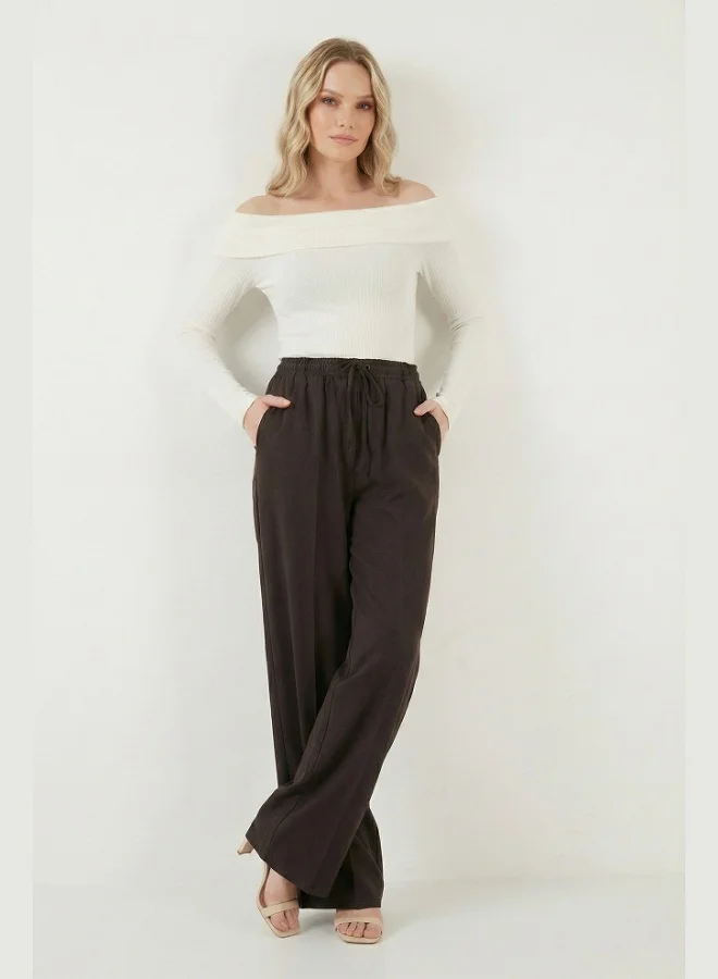 Lela  Lela Relaxed Fit High Waist Wide Leg Tie-Up Trousers Women's Pants 6923874 for Women | Best Price UAE