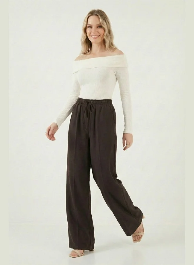 Lela  Lela Relaxed Fit High Waist Wide Leg Tie-Up Trousers Women's Pants 6923874 for Women | Best Price UAE