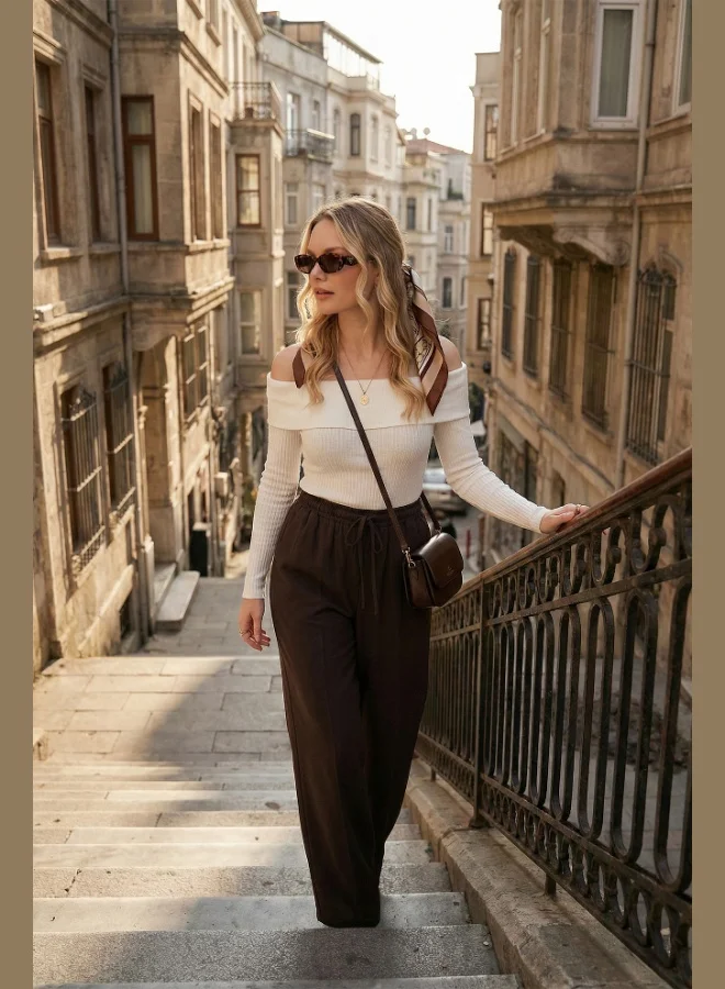 Lela Lela Relaxed Fit High Waist Wide Leg Tie-Up Trousers Women's Pants 6923874