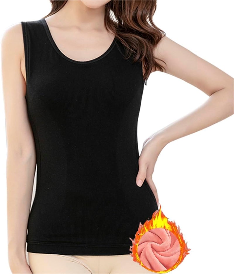 HSR Womens Thermal Fleece Lined Underwear Tops Camisole Apricot Sexy Stretchy Slim-Fit Tank Top Warm Base Velvet Touch Layer Vest (Free Size) (Bust Size : 66 to 90 CM) - Image 2