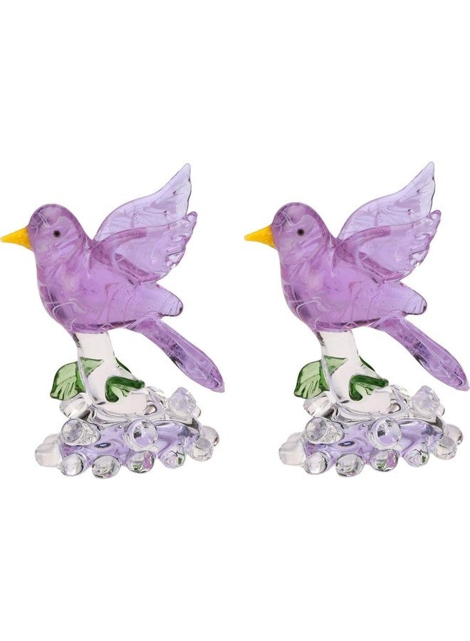 Somil Relaxing Bird with Yellow Peak On A Tree Decorative Crystal Showpiece Gifting, Purple, 8 X 5.5 X 9 Cm, Made by Hand from Expert Artisans - Image 1