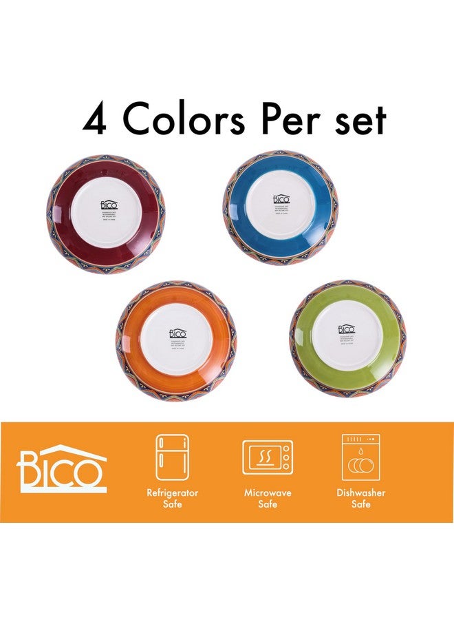 Bico Tunisian Ceramic 35oz Dinner Bowls, Set of 4, for Pasta, Salad, Cereal, Soup & Microwave & Dishwasher Safe - Image 4