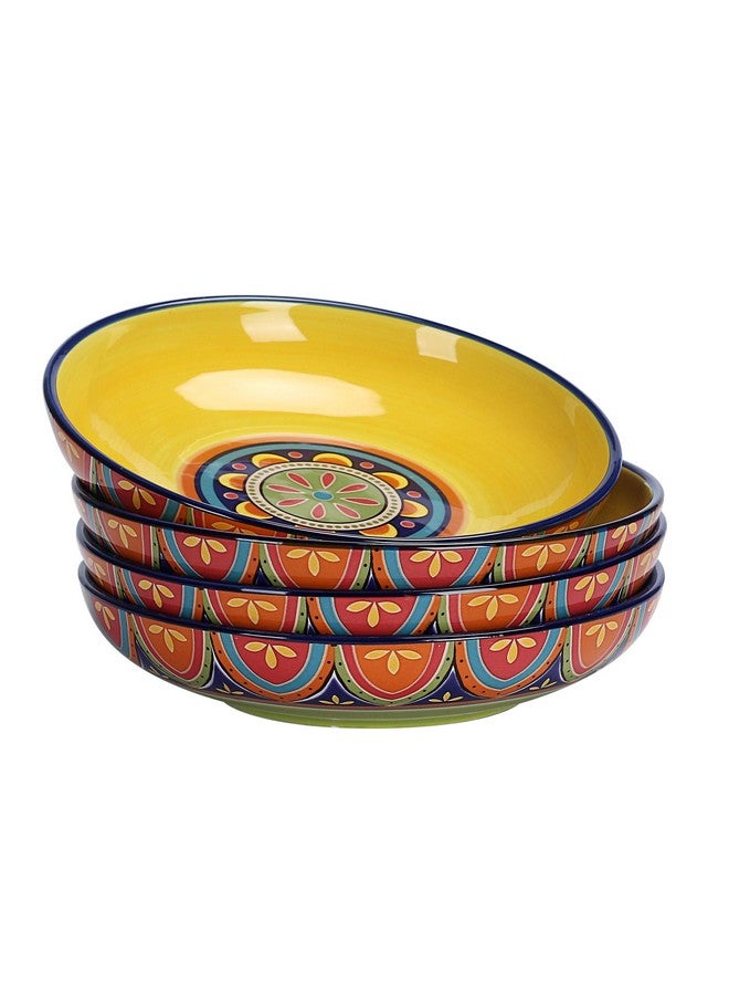 Bico Tunisian Ceramic 35oz Dinner Bowls, Set of 4, for Pasta, Salad, Cereal, Soup & Microwave & Dishwasher Safe - Image 1