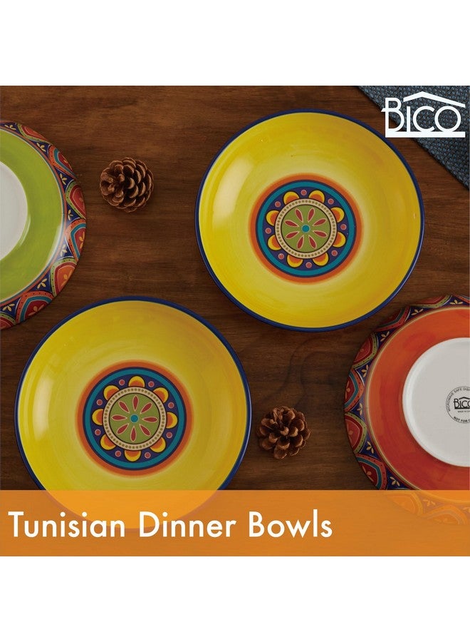 Bico Tunisian Ceramic 35oz Dinner Bowls, Set of 4, for Pasta, Salad, Cereal, Soup & Microwave & Dishwasher Safe - Image 2