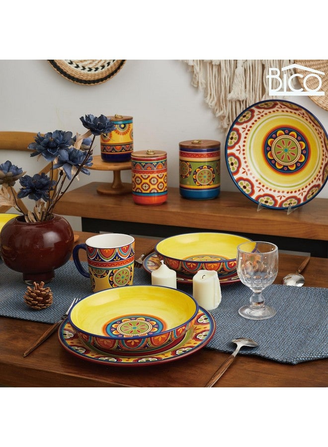 Bico Tunisian Ceramic 35oz Dinner Bowls, Set of 4, for Pasta, Salad, Cereal, Soup & Microwave & Dishwasher Safe - Image 5