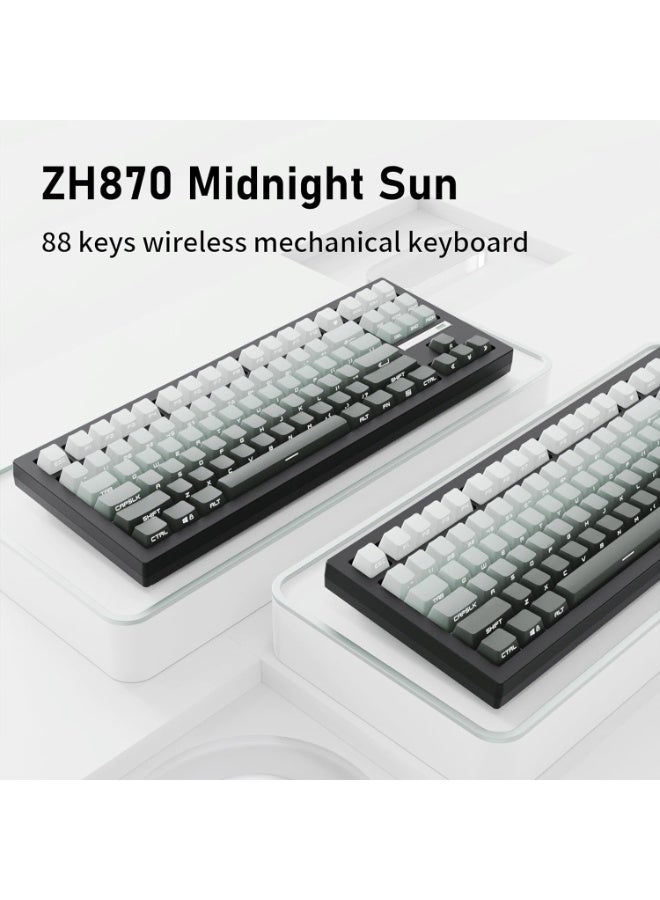 زورنر لوحة مفاتيح ألعاب ميكانيكية لاسلكية ZORNHER ZH870، لوحة مفاتيح مخصصة باللون الأسود بنسبة 80% بصوت كريمي مع أغطية مفاتيح لامعة من مادة PBT، ومفاتيح خطية مُزيتة مسبقًا، وقابلة للتبديل السريع، وإضاءة خلفية RGB، و2.4 جيجاهرتز/USB-C/BT5.0 - Image 2
