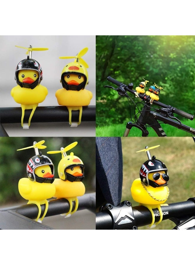 wonuu Rubber Duck Car Ornaments, 2Pcs Yellow Duck Car Dashboard Decorations Squeeze Duck Bicycle Horns with Propeller Helmet - Image 4