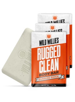 Wild Willes Mens Soap Bar 3 Pack Rugged Clean Body Bar (Sunrise Ridge Scent)Moisturizing Bar Soap For Men Replenishes Body Oils & Supports Odor Protectionsoap Washes Away Dirt For Clean Skin