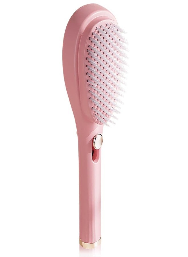 Gleva Self-Cleaning Hair Brush, Detangling & Styling Brush with Anti-Static Bristles, Hair Massage Comb for Smooth & Tangle-Free Hair, Ideal for Men & Women (Pink) - Image 1