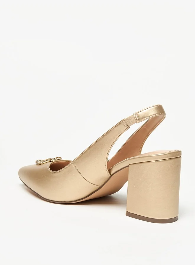 Celeste Women's Solid Slingback Shoes with Block Heels