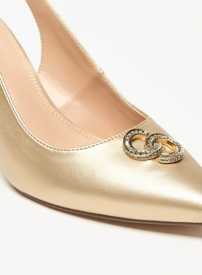 Celeste Women's Solid Slingback Shoes with Block Heels