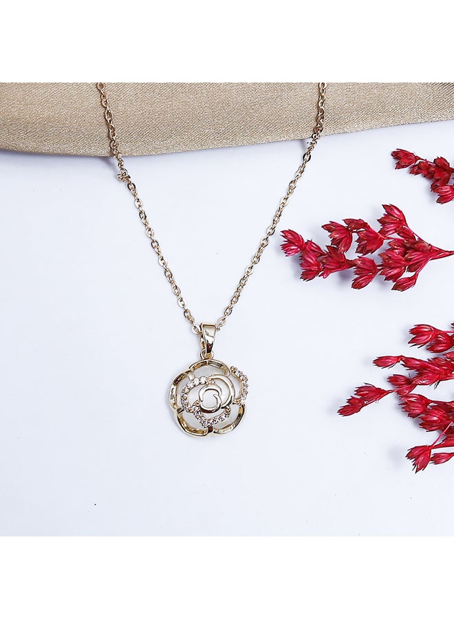 FLUFFY Face Of Rose Soft Necklaces Of Fluffy Women's Accessories-Gold  - Image 2